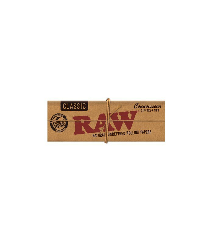 RAW Connoisseur 1.1/4 + Tips, papel y tips naturales 50 hojas y 50 unidades