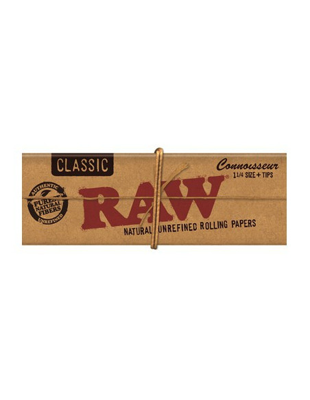 RAW Connoisseur 1.1/4 + Tips, papel y tips naturales 50 hojas y 50 unidades