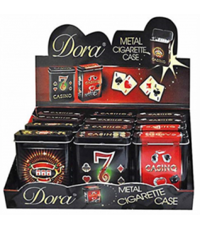 Pitillera metálica Dora compacta y resistente, modelos y colores aleatorios