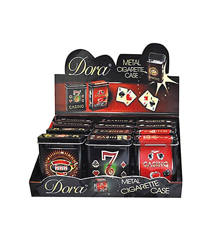 Pitillera metálica Dora compacta y resistente, modelos y colores aleatorios