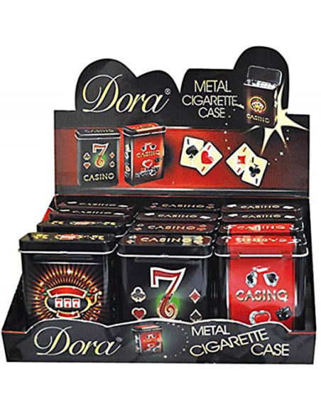 Pitillera metálica Dora compacta y resistente, modelos y colores aleatorios