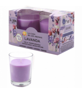 2 VASOS VELA PERFUMADA LAVANDA