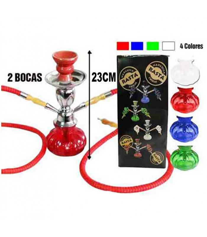 Cachimba Rasta de dos bocas en cerámica y florero de cristal con manguera lavable