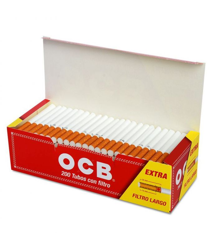 Tubos OCB Rojo 200 unidades con filtro extra largo 24 mm x 15 mm