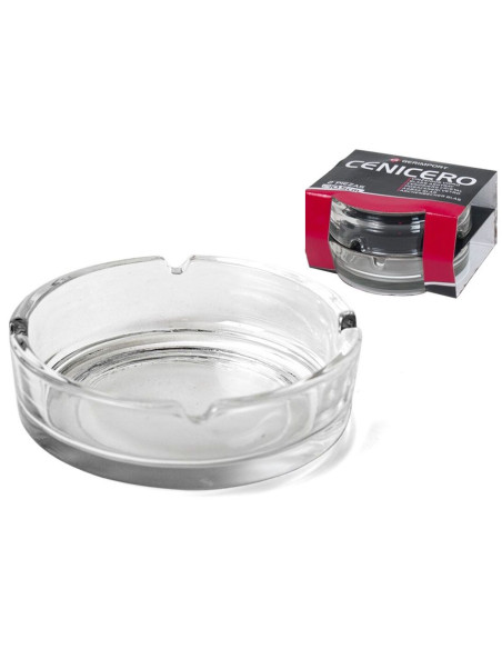 Cenicero clásico de cristal de 9 cm con huecos para 4 unidades