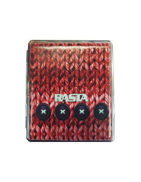 Pitillera metálica Rasta con modelos de lana tintada, compacta y resistente