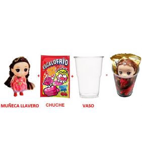 VASO CON MUÑECA LLAVERO +...