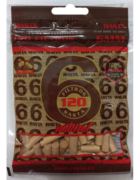Filtros Rasta 120 unidades 15mm x 6mm, biodegradables y herméticamente cerrados