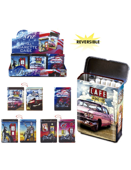 Pitillera metálica Dora reversible, diseños Ruta del 69