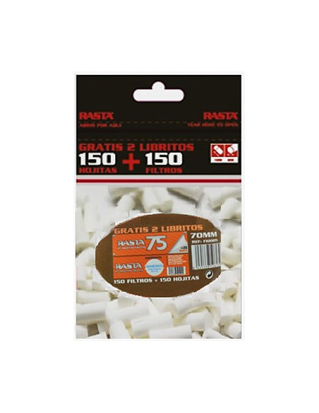 Pack Filtros RASTA con 150 filtros 6x15 mm y 2 libritos Orange, accesorios fumador