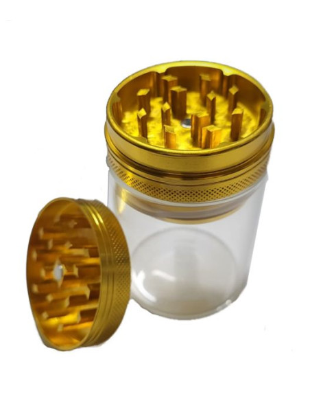 Grinder con depósito de cristal accesorios fumador