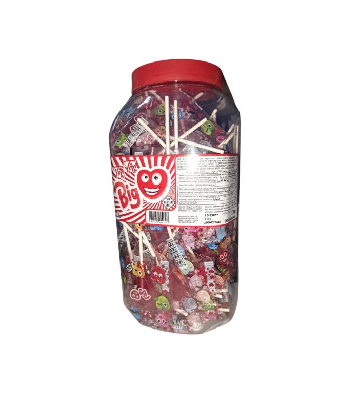 Piruletas TocToc Big tarro caramelos con palo sabor fresa