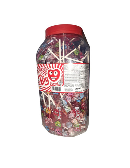 Piruletas TocToc Big tarro caramelos con palo sabor fresa