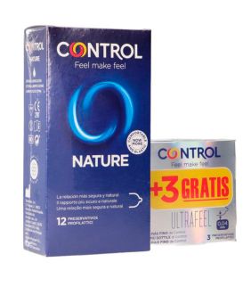preservativo Control Nature de 12 unidades más caja de 3 unidades de ultrafeel gratis para farmacia