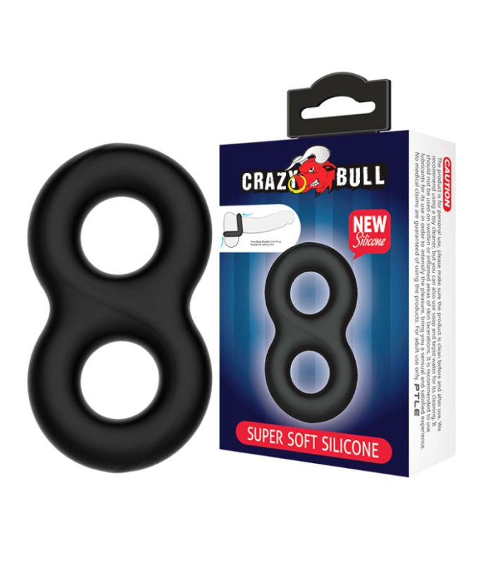 Crazy Bull Anilla Doble, anillo vibrante para placer prolongado. Juguetes para adultos.