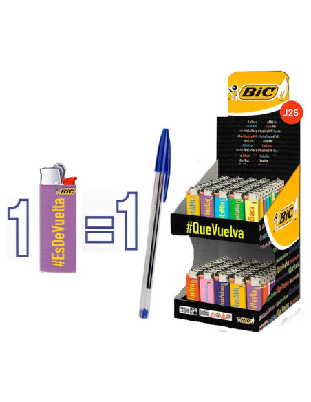 Expositor BIC con 100 bolígrafos de regalo para estancos, fumadores y máquinas expendedoras