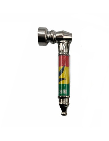 Pipa de metal 8 cm con diseño Rasta y Bob compacta