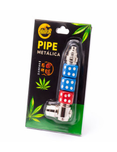 Pipa metálica Hizon diseño dados con filtros incluida compacta