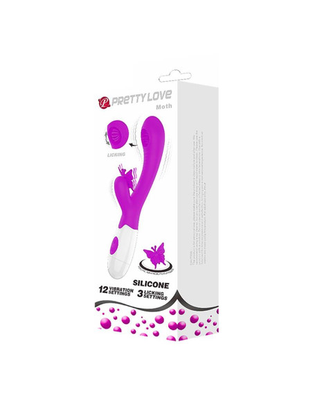 Vibrador Rabbit Pretty Love en caja con 12 funciones 3 modos licking compacto