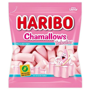 Bolsa Haribo Chamallows Tubular de nubes esponjosas sin gluten.