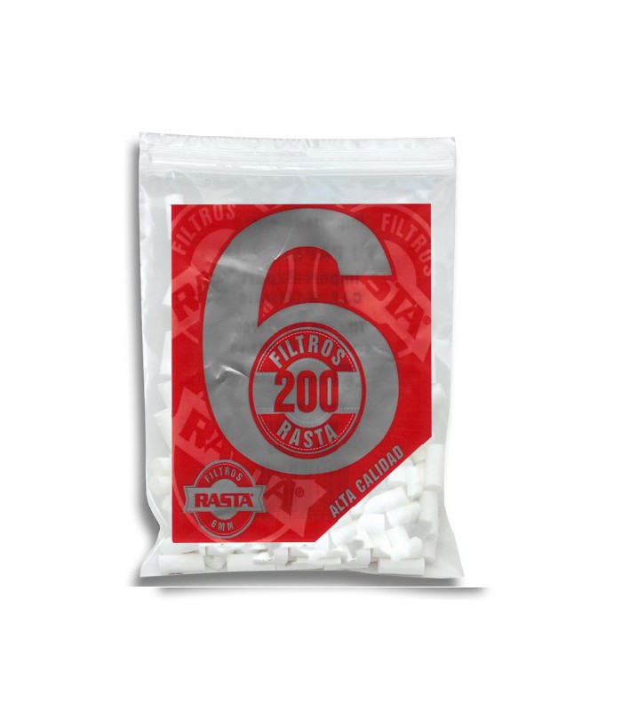 Filtros Rasta 200 unidades 6 mm, herméticamente cerrados y prácticos