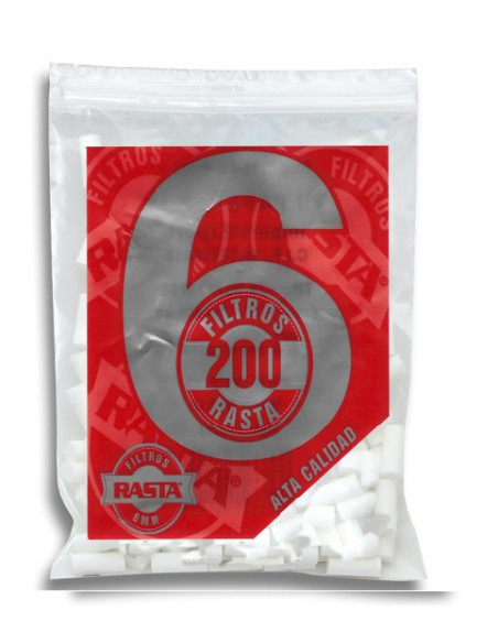 Filtros Rasta 200 unidades 6 mm, herméticamente cerrados y prácticos